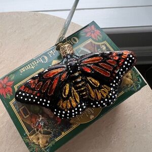 Elegant Butterfly Ornament in Black and Orange